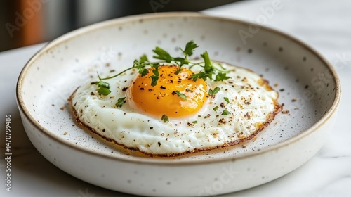 Wallpaper Mural A single fried egg, centered on a speckled plate. Torontodigital.ca