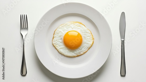 Wallpaper Mural Simple fried egg on a white plate, ready to be eaten. Torontodigital.ca