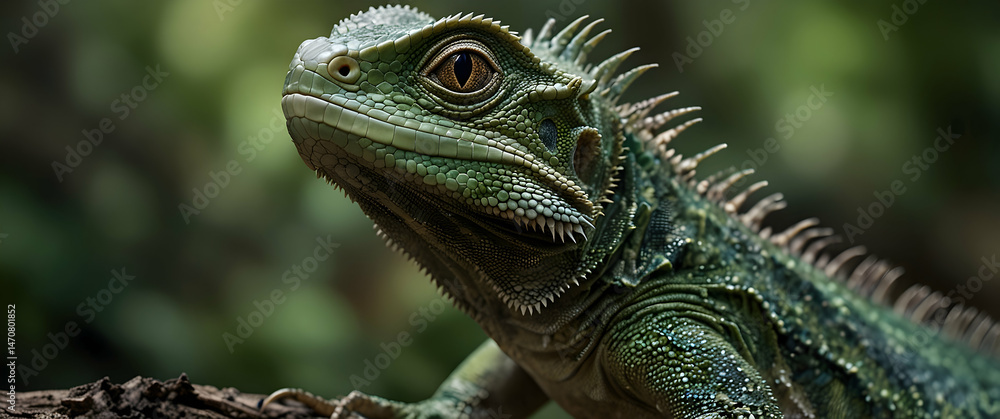 Fototapeta premium Chinese Water Dragon with Spiny Crest