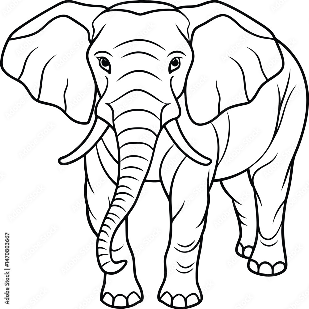 Fototapeta premium hand drawn elephant outline illustration