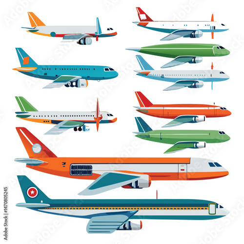 Six classic jambo jet arranged on white background