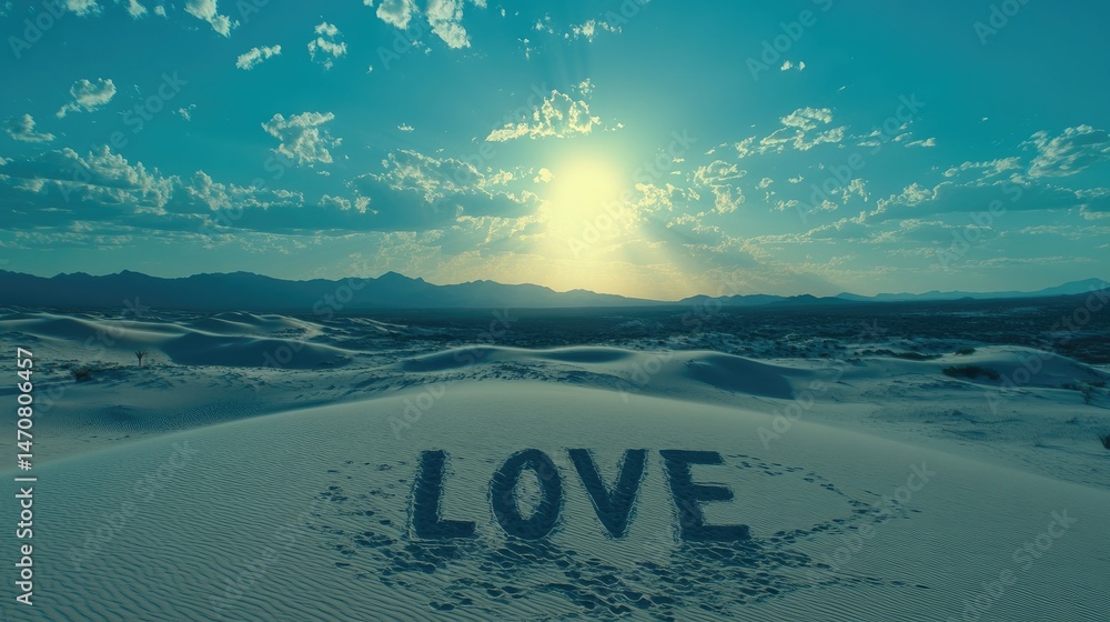 custom made wallpaper toronto digitalScenic desert landscape with love message in sand.
