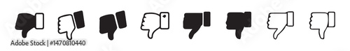Hand thumb down, dislike icon flat. black thumbs down icon with white background. vector illustration eps 10.