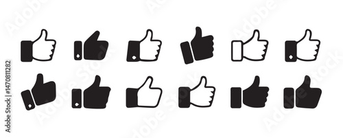 Thumb up & thumb down icon. like symbol.Like and dislike vector collection on transparent background.Thumbs up thumbs down black isolated social media signs.vector illustration eps 10.