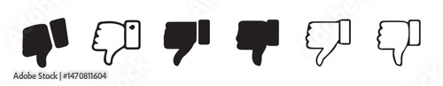 Hand thumb down, dislike icon flat. black thumbs down icon with white background. vector illustration eps 10.