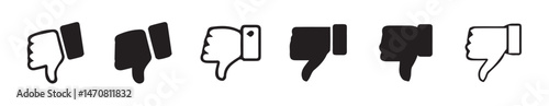 Hand thumb down, dislike icon flat. black thumbs down icon with white background. vector illustration eps 10.