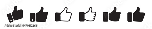 Thumb up icon set, like sign, like symbol, line icon.Finger up symbol. I like sign isolated on white background.  vector illustration eps 10.