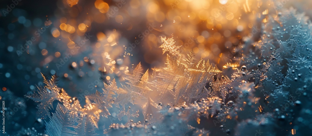 Obraz premium Ice crystals illuminated by warm light
