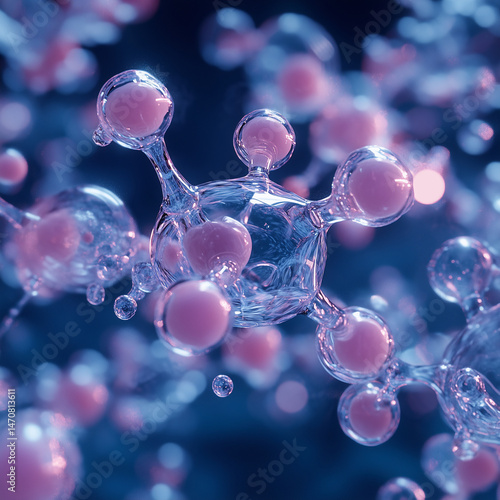 피부 세포의 조직체의 원소로써 생명력 넘치는 콜라겐 성분, 기술, 비타민, 3D 렌더링.