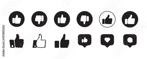 Thumb up & thumb down icon. like symbol.Like and dislike vector collection on transparent background.Thumbs up thumbs down black isolated social media signs.vector illustration eps 10.