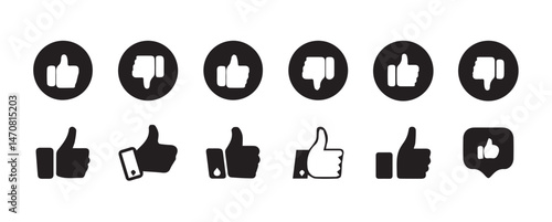 Thumb up & thumb down icon. like symbol.Like and dislike vector collection on transparent background.Thumbs up thumbs down black isolated social media signs.vector illustration eps 10.