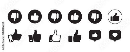 Thumb up & thumb down icon. like symbol.Like and dislike vector collection on transparent background.Thumbs up thumbs down black isolated social media signs.vector illustration eps 10.