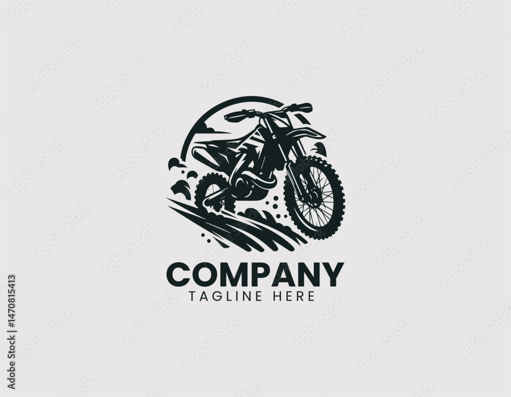 Obraz premium Powerful Trail Motorcycle Vector Logo Design, Strong Off-Road Motorcycle Vector Logo