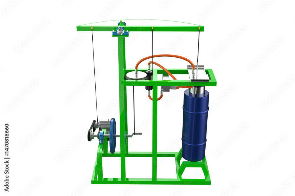 Stirling Engine with Heat Source and Power Output Mechanism Working with Pulleys and Motor Visible Mechanical Components on a PNG Transparent Background
Stirling Engine with Heat Source and Power Output Mechanism Working with Pulleys and Motor Visible Mechanical Components on a PNG Transparent Background