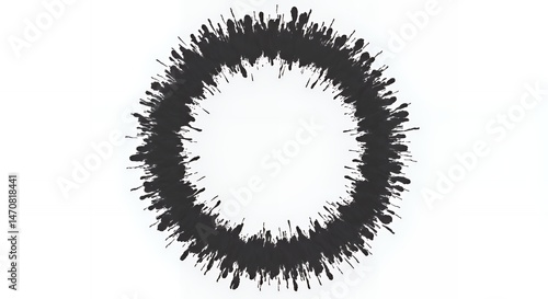 スプラッター効果のあるダークグレーのインクの円