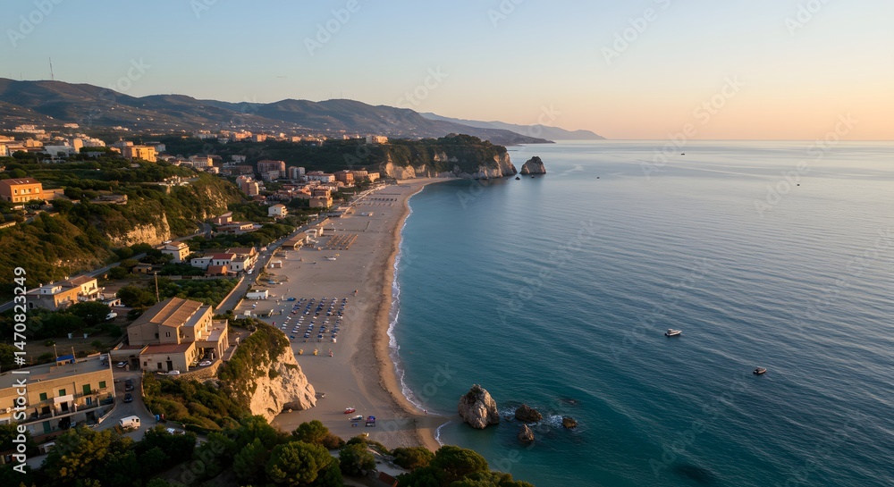 Fototapeta premium Beach and Coastline View at Sunrise