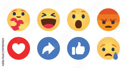 Thumbs up, like or heart, comment, share and follow, collection Button notification for social media.Repost, heart, like social icon. vector illustration eps 10.