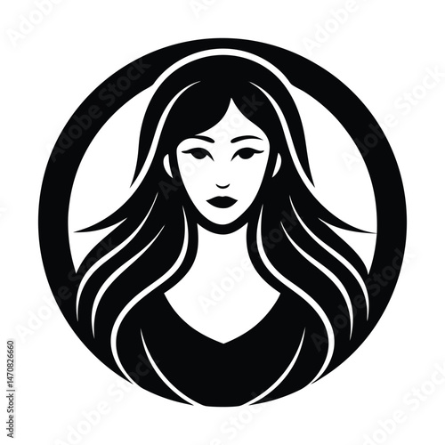 girl with long hair vector silhouette 