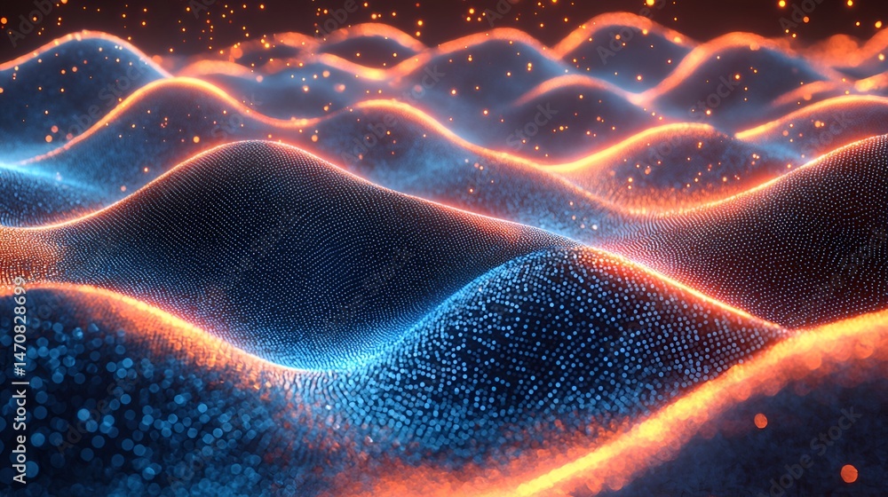 Abstract glowing waves of particles. Abstract glowing waves of particles.