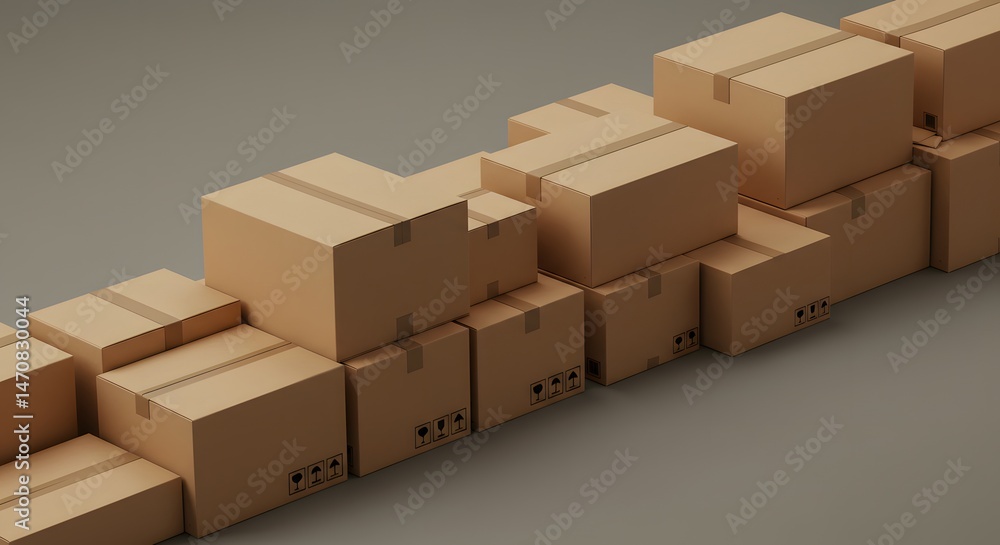 Fototapeta premium Cardboard Boxes Stacked in a Pile