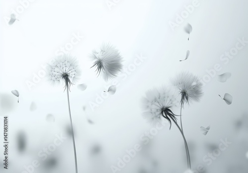 Wallpaper Mural Delicate dandelion seeds drift on a soft, misty breeze Torontodigital.ca