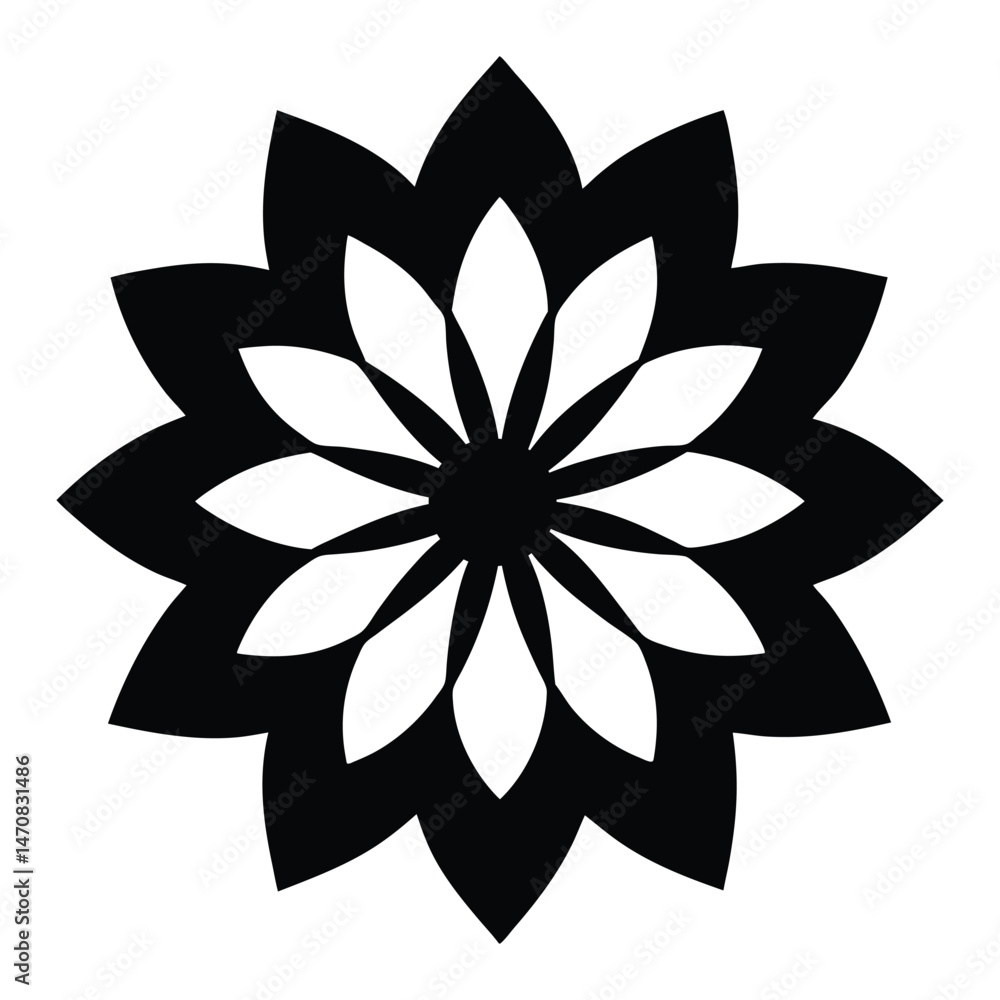 Obraz premium Mandala Flower Radial Symmetry Vector Silhouette