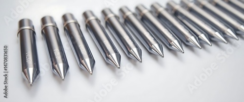 bunch of pens lined up on a table