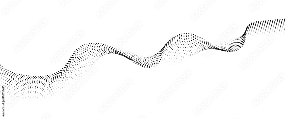Fototapeta premium Flowing Dot Wave halftone gradient pattern on transparent background