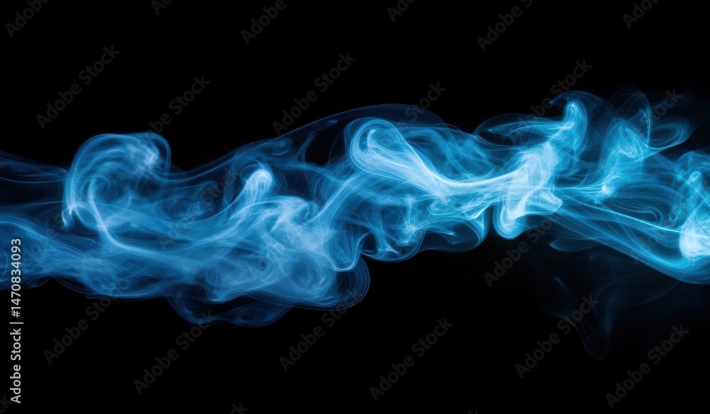 Obraz premium Abstract Blue Smoke Patterns against Black