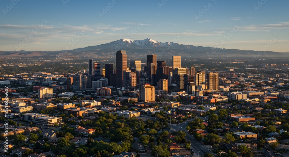 Fototapeta premium City Skyline with Mountain Range