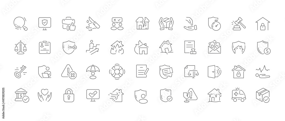 Assorted safety protection and harm icons Assorted safety protection and harm icons
