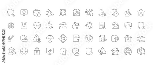 Assorted safety protection and harm icons