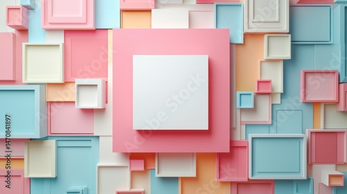 Colorful Abstract Background with Geometric Shapes and Frames
