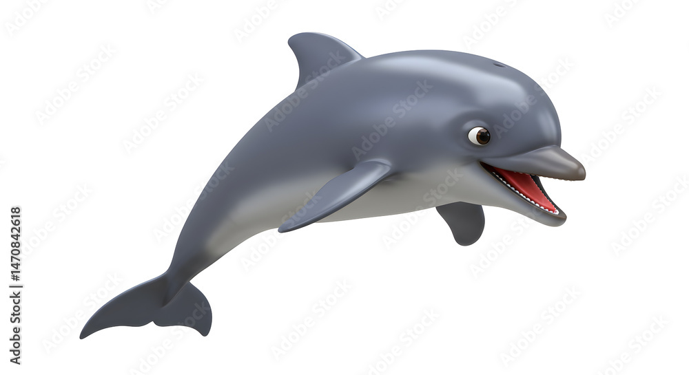 Fototapeta premium Cartoon dolphin jumping animated marine life graphic design