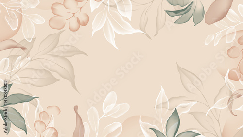 Floral abstract background, a soft, translucent leaves in shades of brown and...