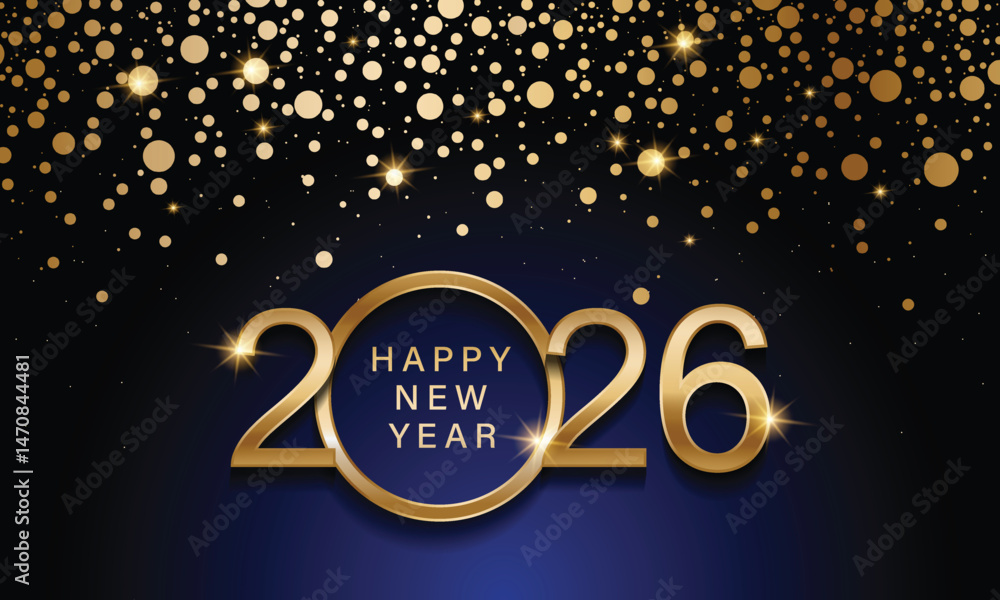Naklejka premium 2026 Happy New Year Background Design. Greeting Card, Banner, Poster. Vector Illustration.