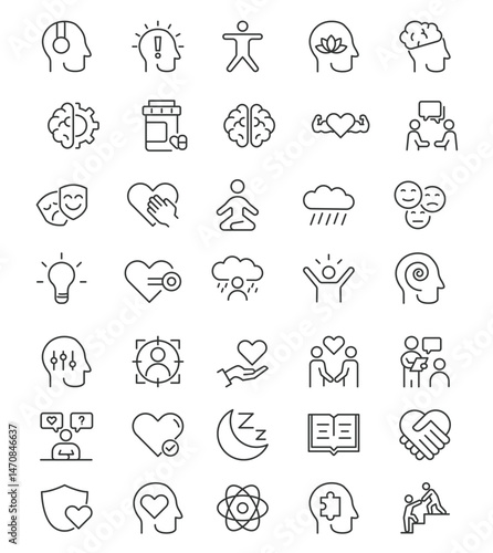 Mental wellness pictograms against isolation