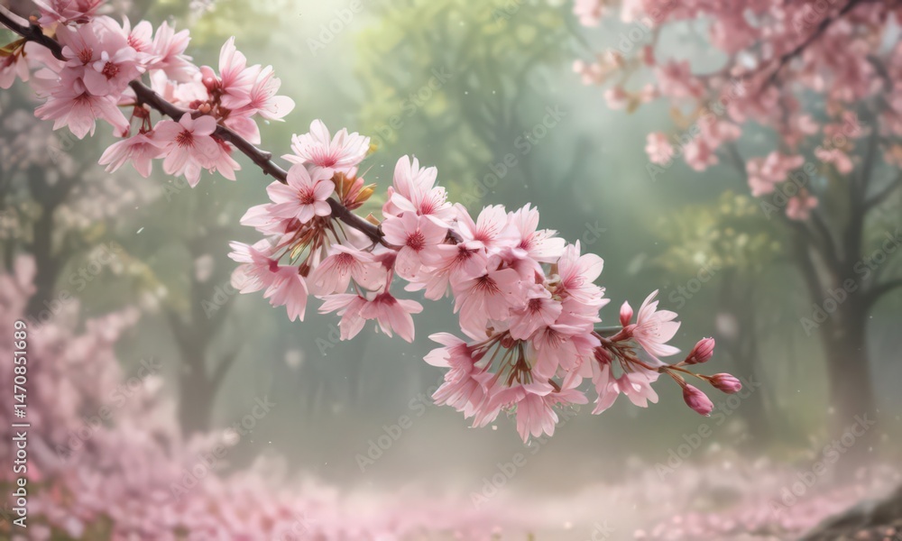 custom made wallpaper toronto digitalDelicate pink sakura petals drift against a softly blurred spring background  ,  petals,  flower,  dreamy