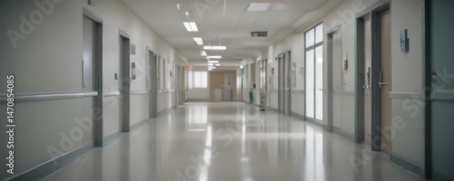 Soft-focus hospital corridor backdrop, emphasizing sharp foreground,  clean,  healthcare facility