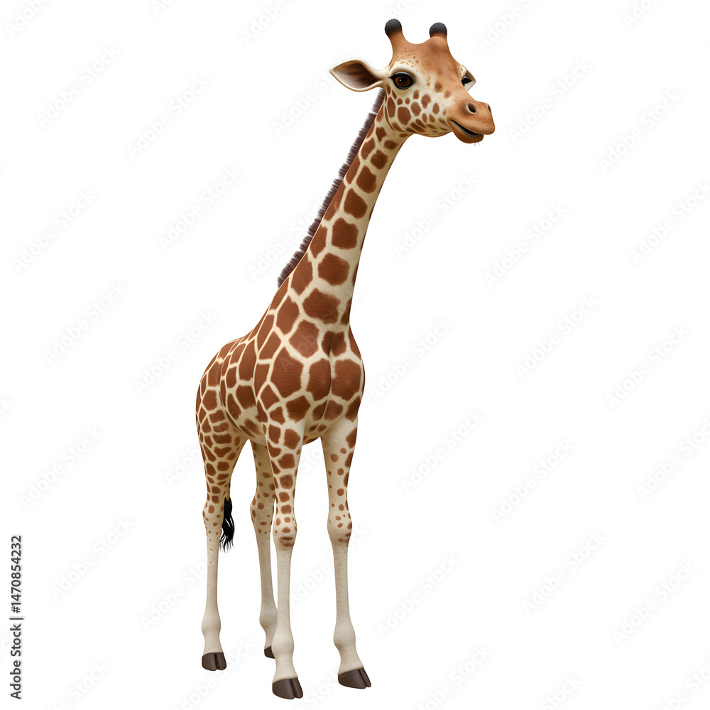 Fototapeta premium Giraffe portrait isolated against transparent background