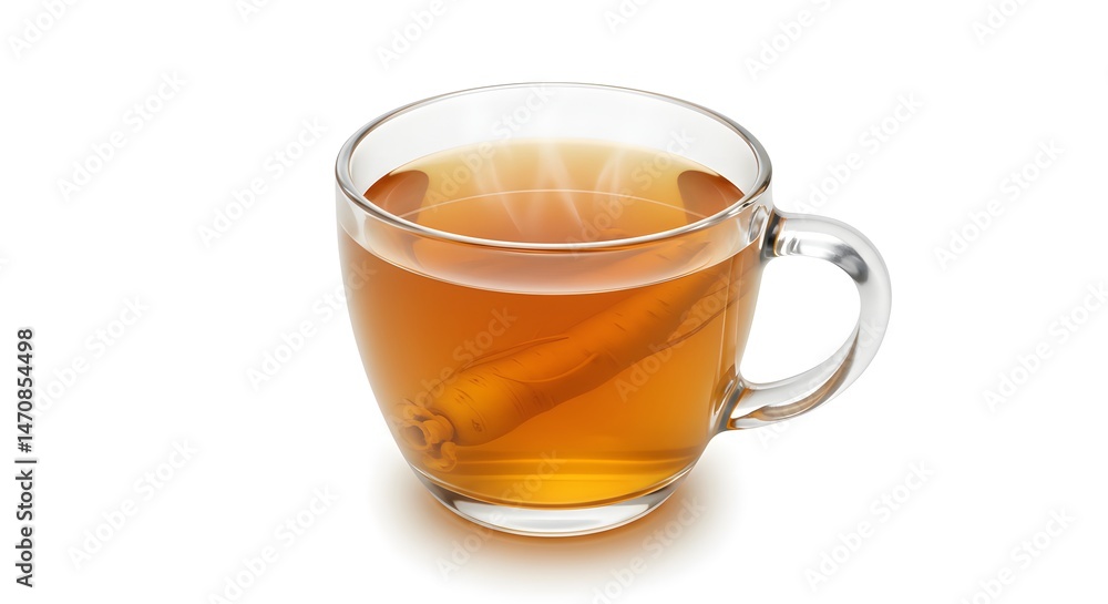 Ginseng Root Tea in Glass Cup Ginseng Root Tea in Glass Cup