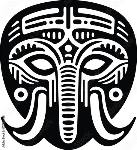 Elephant Head Silhouette Art