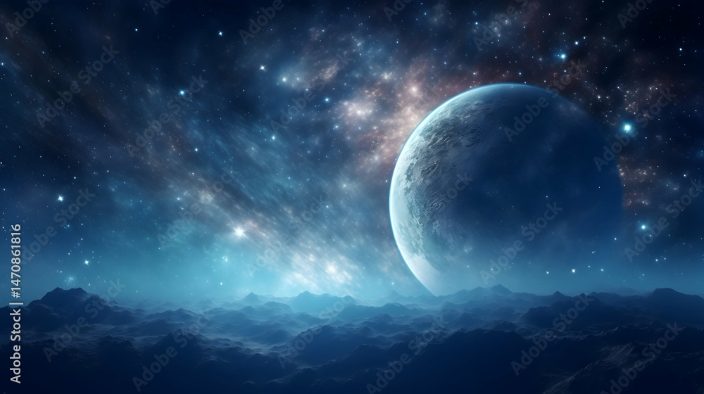 Fototapeta premium night sky with moon and stars