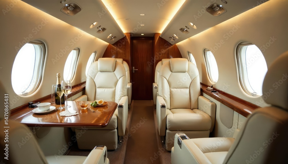 custom made wallpaper toronto digitalLuxury private jet interior, plush seating, champagne, exquisite details , interior, refined, rich
