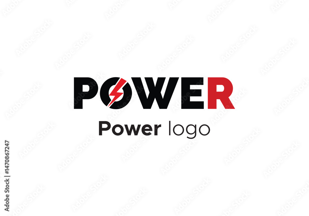 Bold Power Logo with Lightning Bolt in Letter Bold Power Logo with Lightning Bolt in Letter