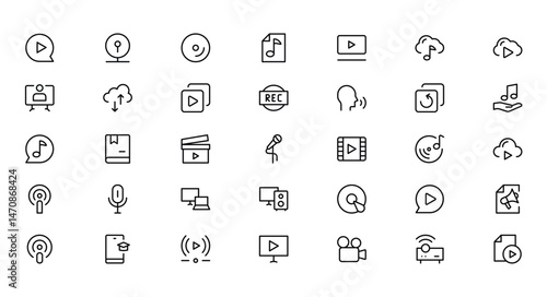 Media Icons Play Buttons Audio Visuals