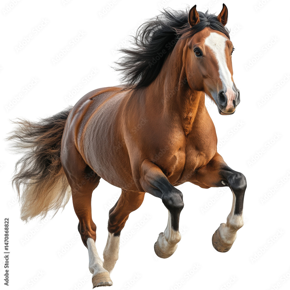 Obraz premium Majestic equine creature captured in a powerful stride, showcasing elegance and movement