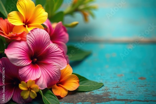 Vibrant Hawaiian lei of colorful flowers Perfect for travel, summer, and tropical themes , gardenia, maile