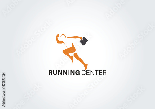 Business Running Logo – Sprinting Silhouette with Briefcase