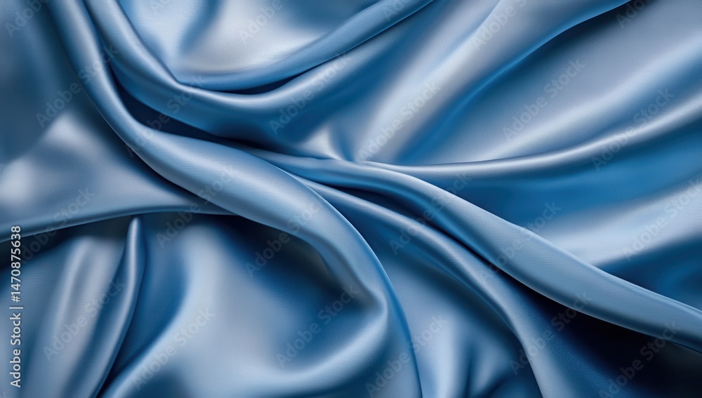 Fototapeta premium Elegant Draped Blue Silk Fabric